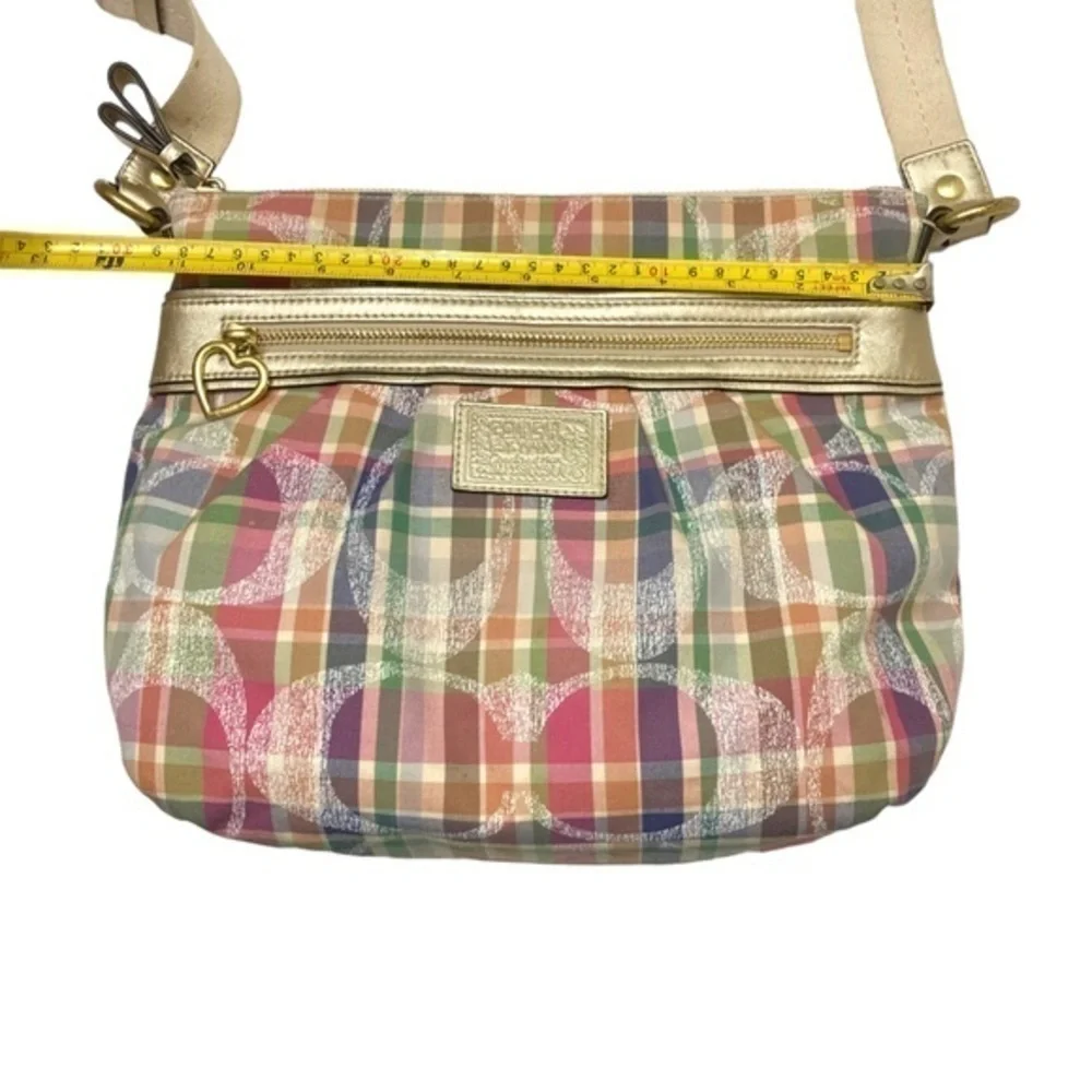 Coach Poppy Daisy Madras Pastel Tartan Plaid Crossbody Purse F22146